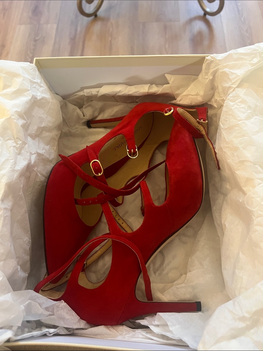 Marion Parke Mitchell Suede Heels in Classic Red - Picture 2 of 14